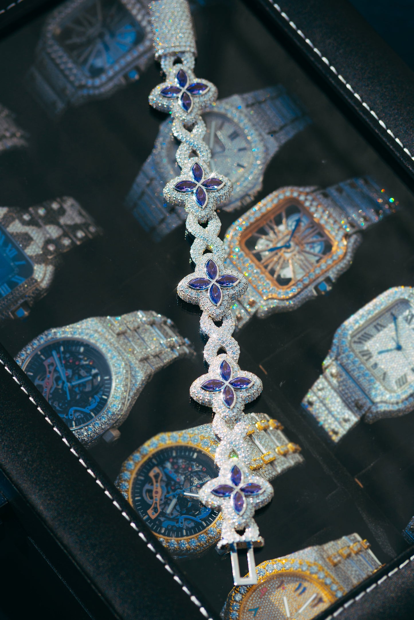 Purple Stone & Silver Van Cleef-Inspired Bracelet