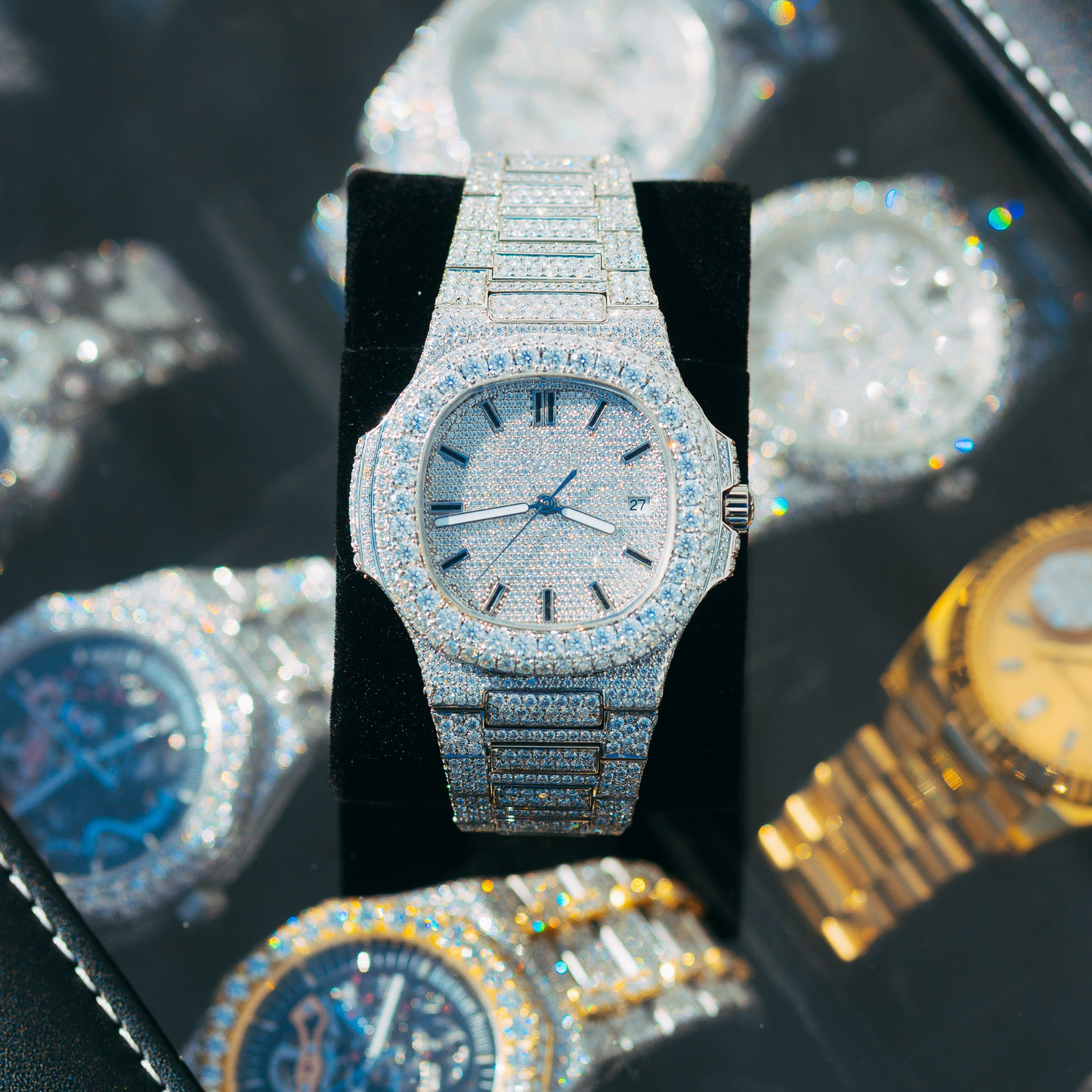 All-White Moissanite Watch (Patek Philippe-Inspired)