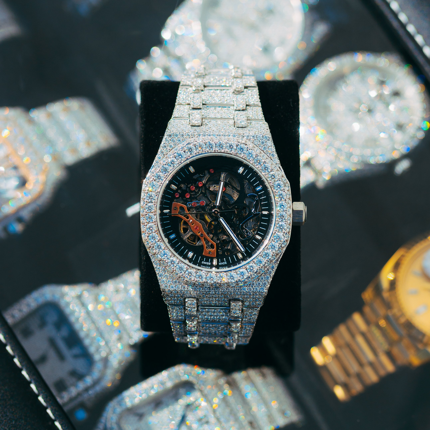 All-White Skeleton Dial Moissanite Watch (AP-Style)