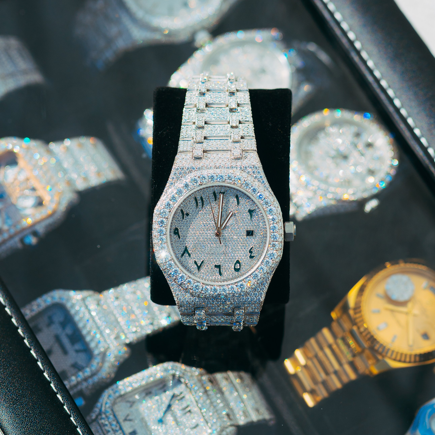 Green Arabic All-White Moissanite Watch (AP-Style)