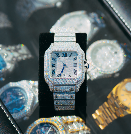 All-White Moissanite Watch (Cartier-Inspired)
