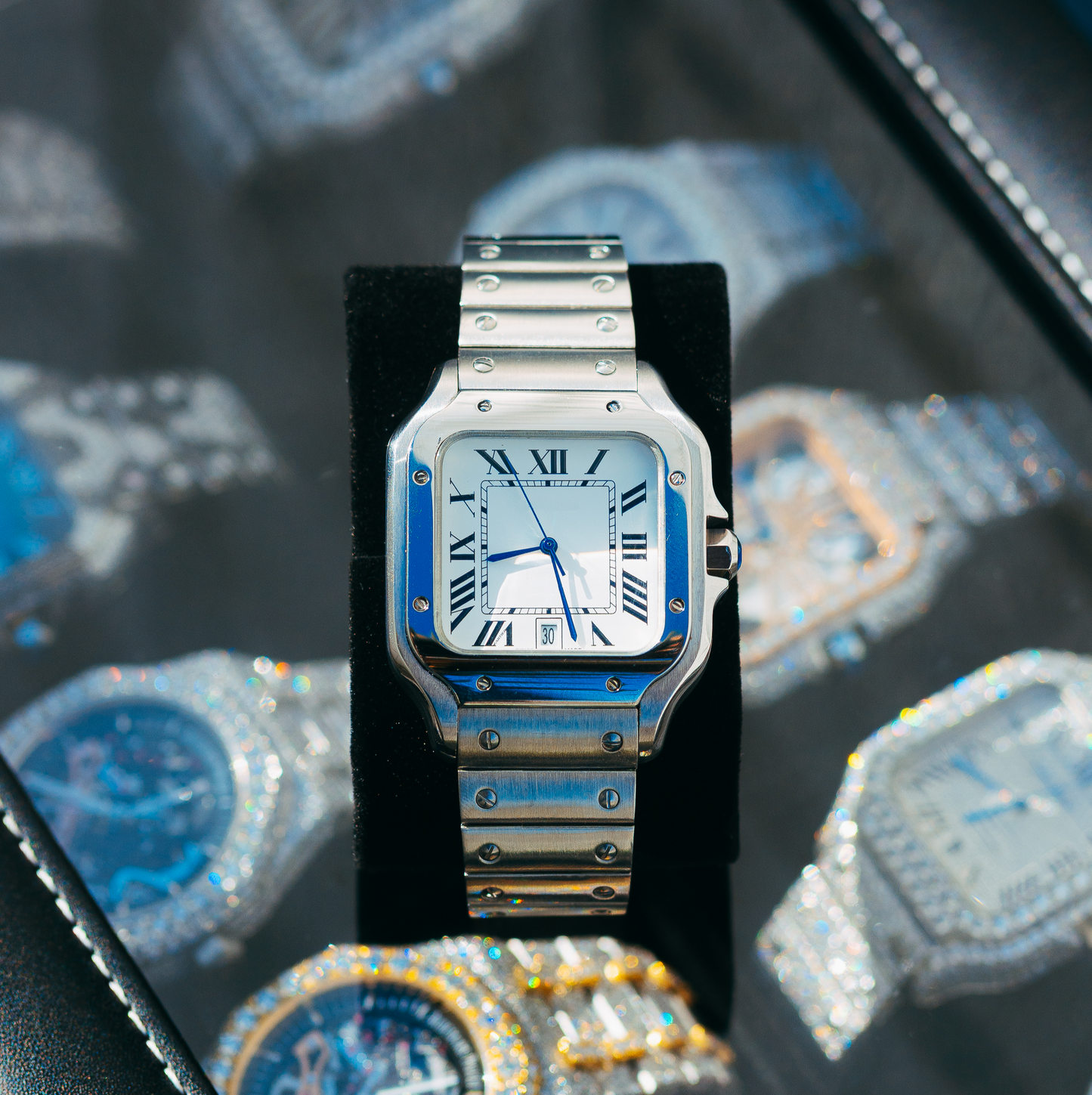 Silver PJ Moissanite Watch (Cartier-Inspired)